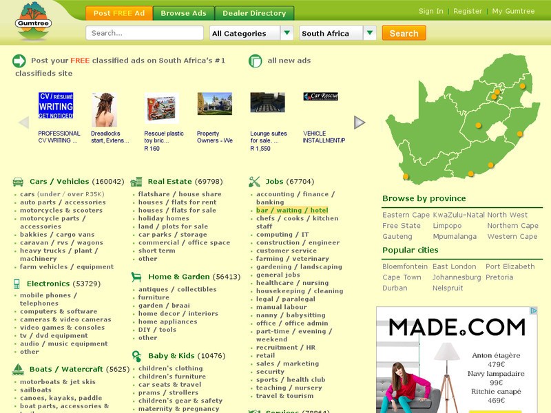 Gumtree.co.za - Most Visited Websites in South Africa