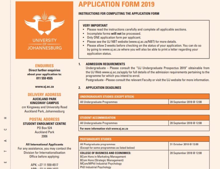 University Of Johannesburg Online Application, Courses & Contact Details